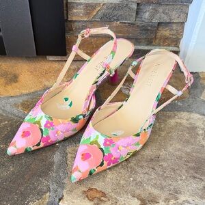 Nine West Floral Pink Pointed Slingback Heels